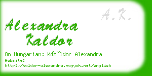 alexandra kaldor business card